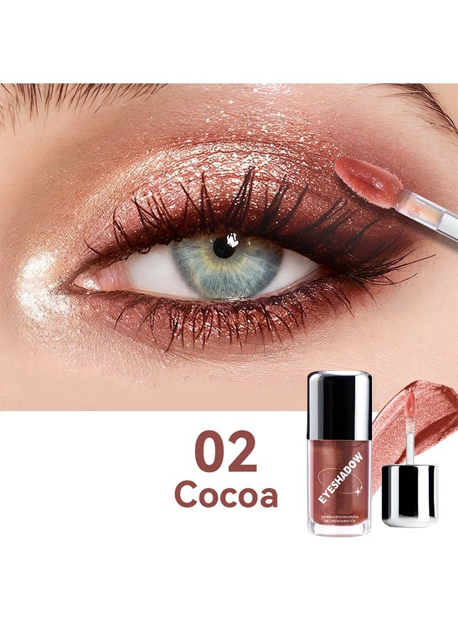 YOUNG VISION Eyeshadow - Lip Gloss & Liquid Eyeshadow 2-in-1, Liquid Eyeshadow Shimmer Holographic Metallic Finish Sparkling Eye Shadow Sticks Waterproof Quick-Drying Non-sticky One-Swipe Coverage For Bold Eyes Makeup #2 Cocoa - Image 2